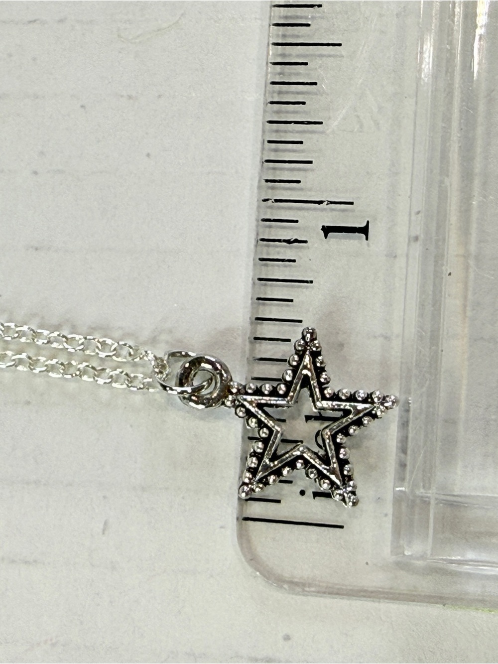 Dainty Silver Tone Open Star Pendant Necklace 17β Celestial - Picture 3 of 7